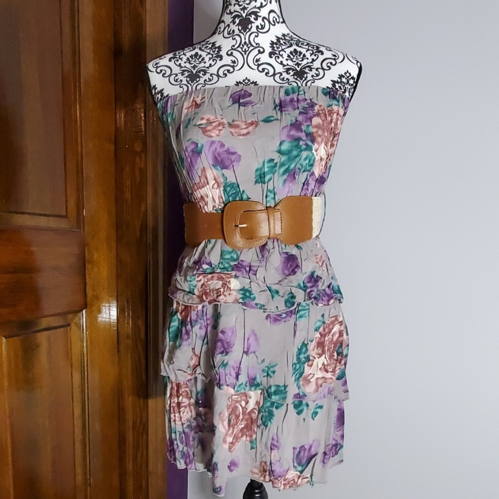 Strapless Ruffle Mini Dress